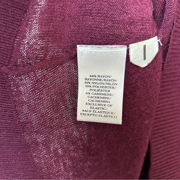 Ann Taylor Sweater Womens XS Burgundy Cashmere Blend V Neck Preppy Classic - Picture 5 of 12